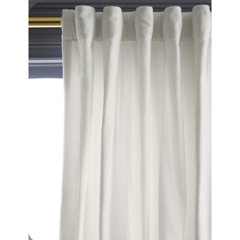 Quince Cotton Velvet Light Filtering Curtain‎ Panel Ivory 48" X 84" NWOT